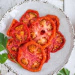 A plate of dehyrated tomatoes