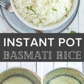 a bowl of instant pot basmati rice topped with parsley