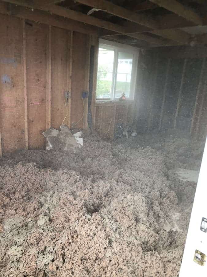 a room full of insulation and dust