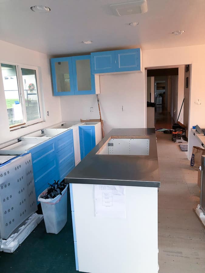 a kitchen under construction