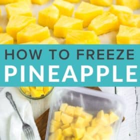a freezer bag of pineapple on a white board
