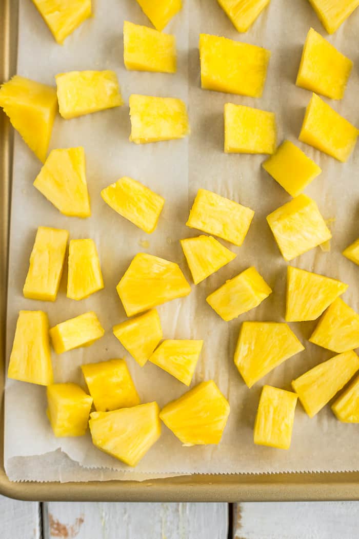 a tray of pineapple slices.