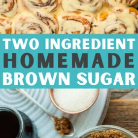 cinnamon rolls and a bowl of brown sugar with a dish of molasses.