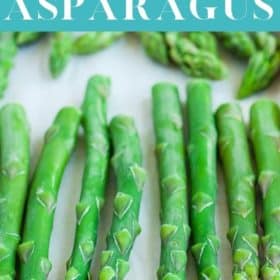 frozen asparagus on a baking sheet