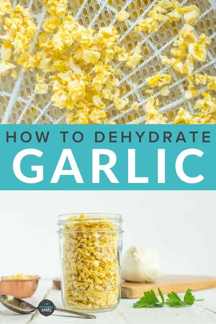 dried pieces of garlic on a dehydrator tray