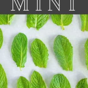 mint leaves on a baking tray