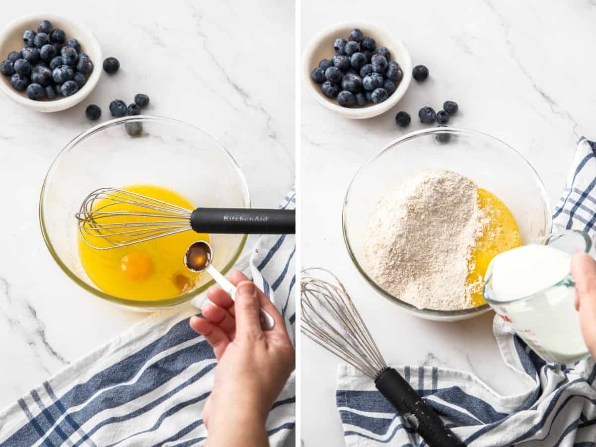 two photos showing the process of combining ingredients.
