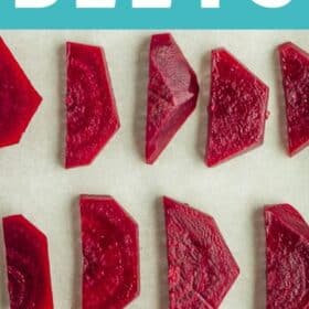 sliced beets on a baking sheet