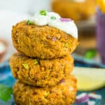 3 salmon patties stacked on top of each other