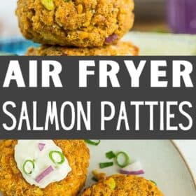 three salmon cakes on a plate