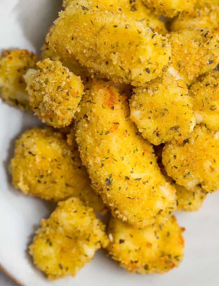an up close photo of fried cheese curds