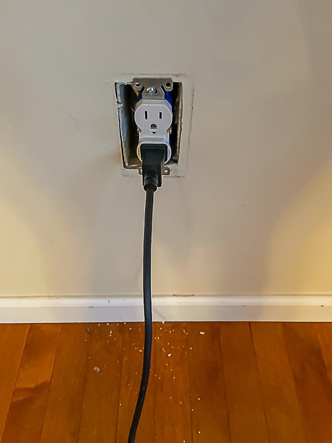 a cord in an outlet