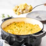 a spoonful of chicken broccoli pasta