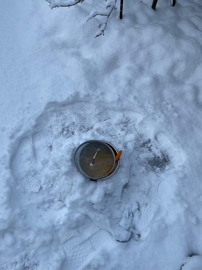 an instant pot in the snow