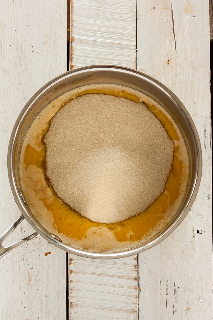 sugar and butter in a saucepan.