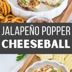 a jalapeno cheeseball topped with crispy bacon and chopped green onions