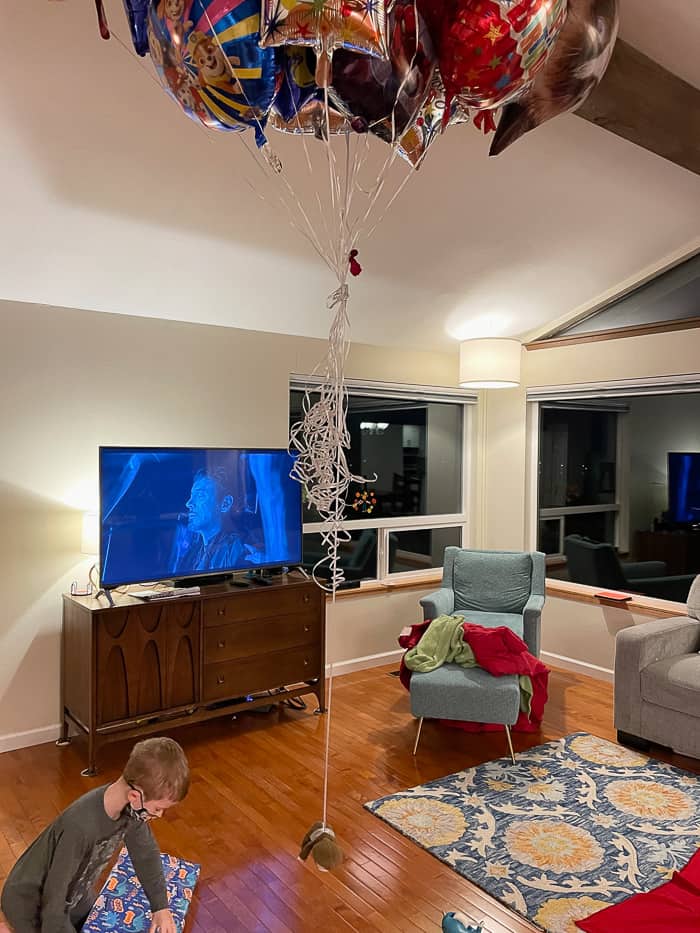 balloons in a living room