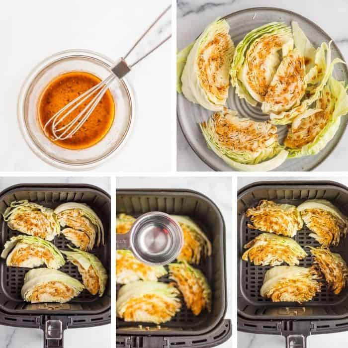 5 photos showing how to make cabbage in the air fryer