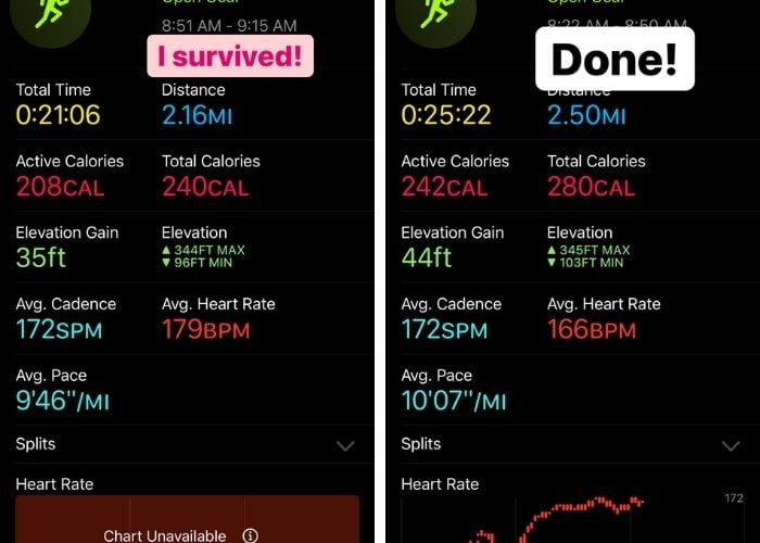 2 running reports from an apple watch