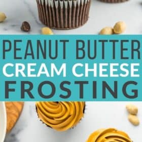 cupcakes with peanut butter icing on a white board.