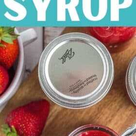 jars of strawberry syrup.