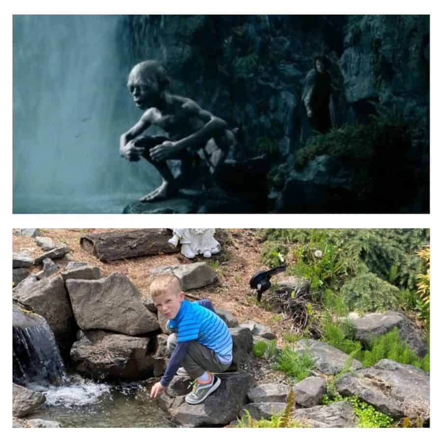2 photos of gollum and a child.