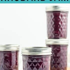 4 jars of blueberry rhubarb jam.