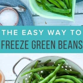 frozen green beans in a silicone bag.