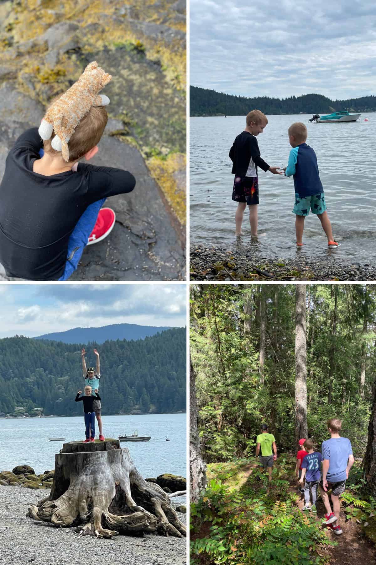 4 photos of kids on vacation