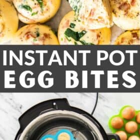 a tray of Instant Pot egg bites with spinach and chopped bacon..