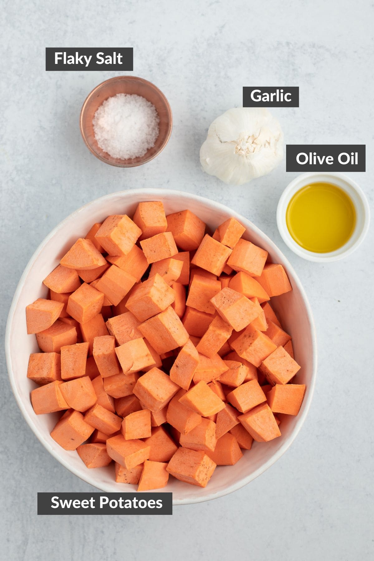 ingredients on a grey board.