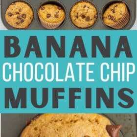banana chocolate chip muffins in a tray.