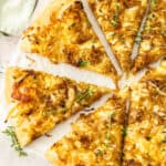 sliced white pizza.