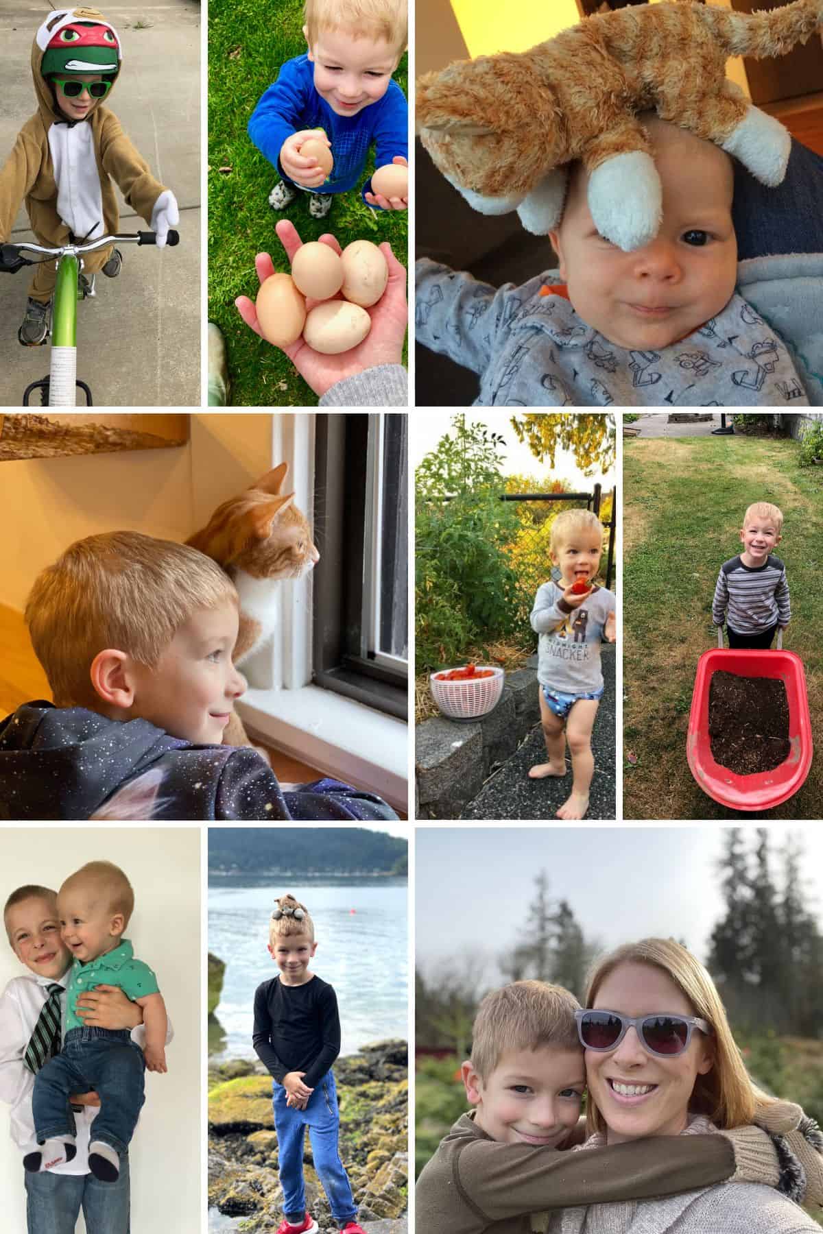 9 photos of a little kid.