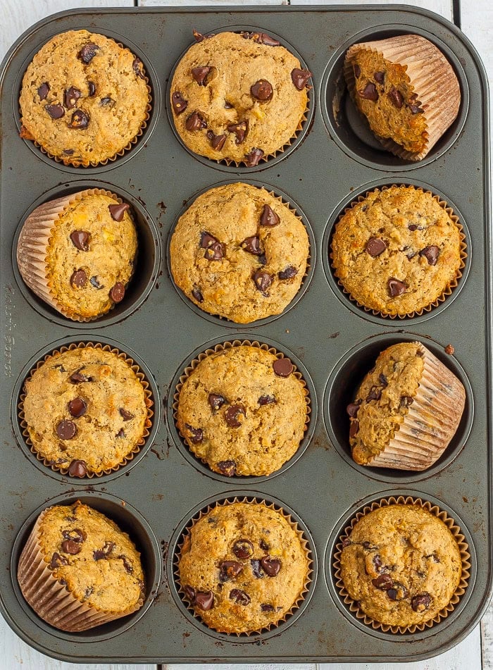 muffins in a muffin tin.