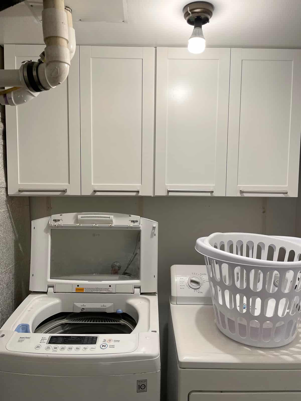 cabinets in a laundry room.
