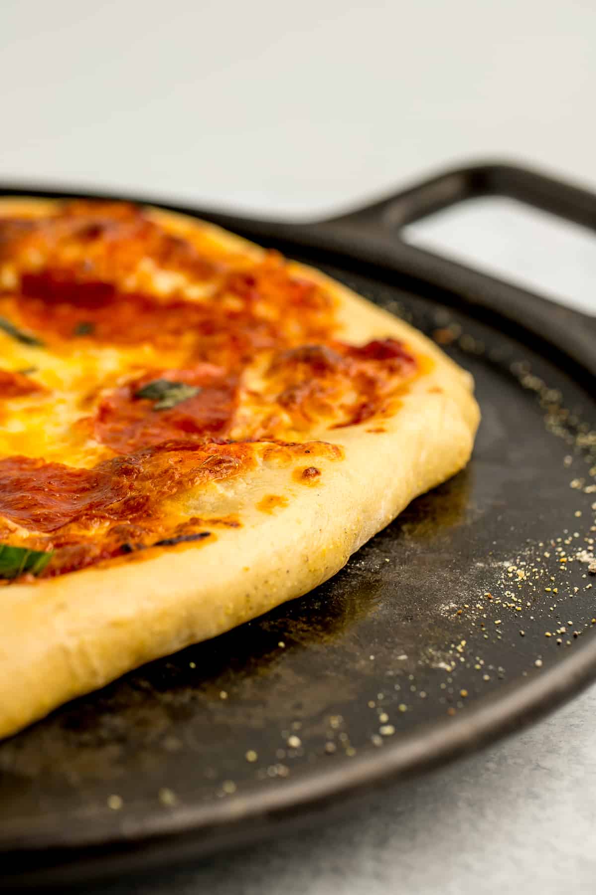pizza on a pizza stone.