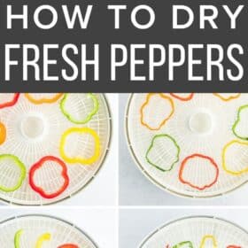 6 photos showing the process of dehydrating peppers
