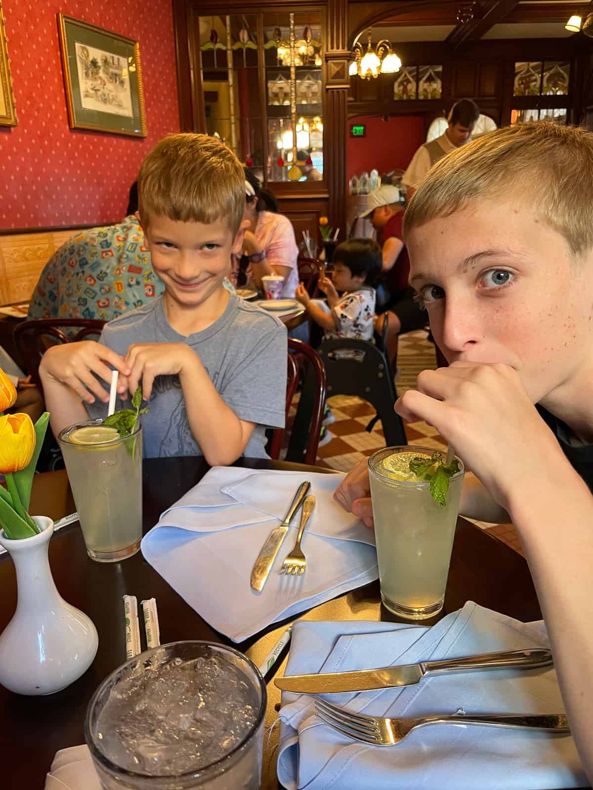 two boys drinking mint juleps at Disneyland.
