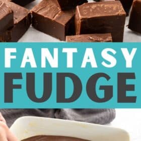 Pieces of fantasy fudge on a white surface.