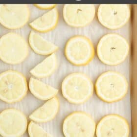 a baking tray with lemon slices.