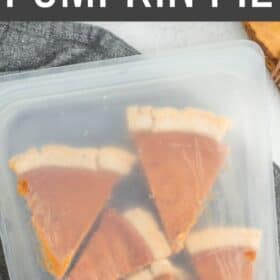 slices of frozen pumpkin pie in a silicone bag.