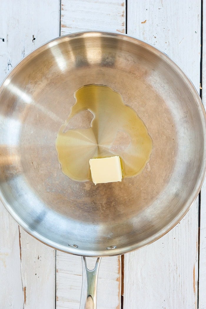 butter melting in a skillet.