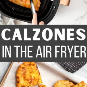 calzones on a baking sheet.