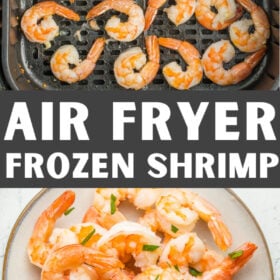 cooked shrimp in an air fryer.