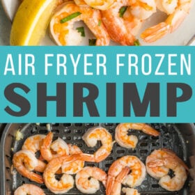 cooked shrimp in an air fryer.