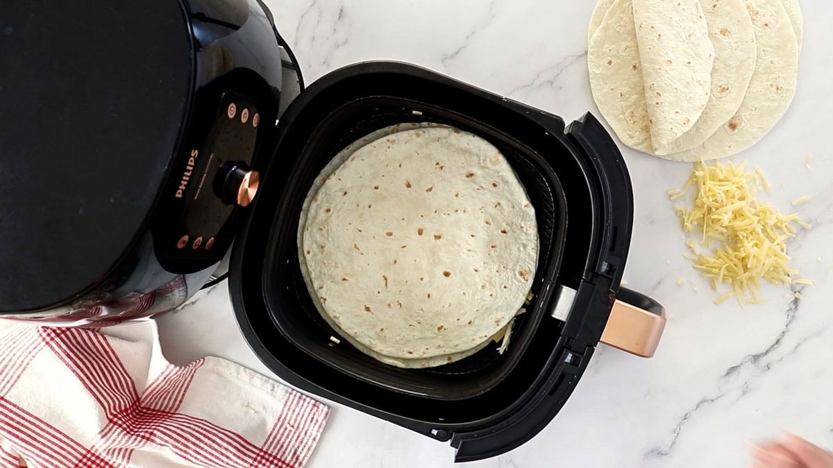 two tortillas stacked on top of each other.