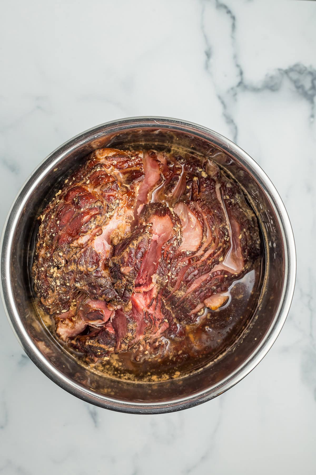 an cooked spiral ham in the Instant Pot.