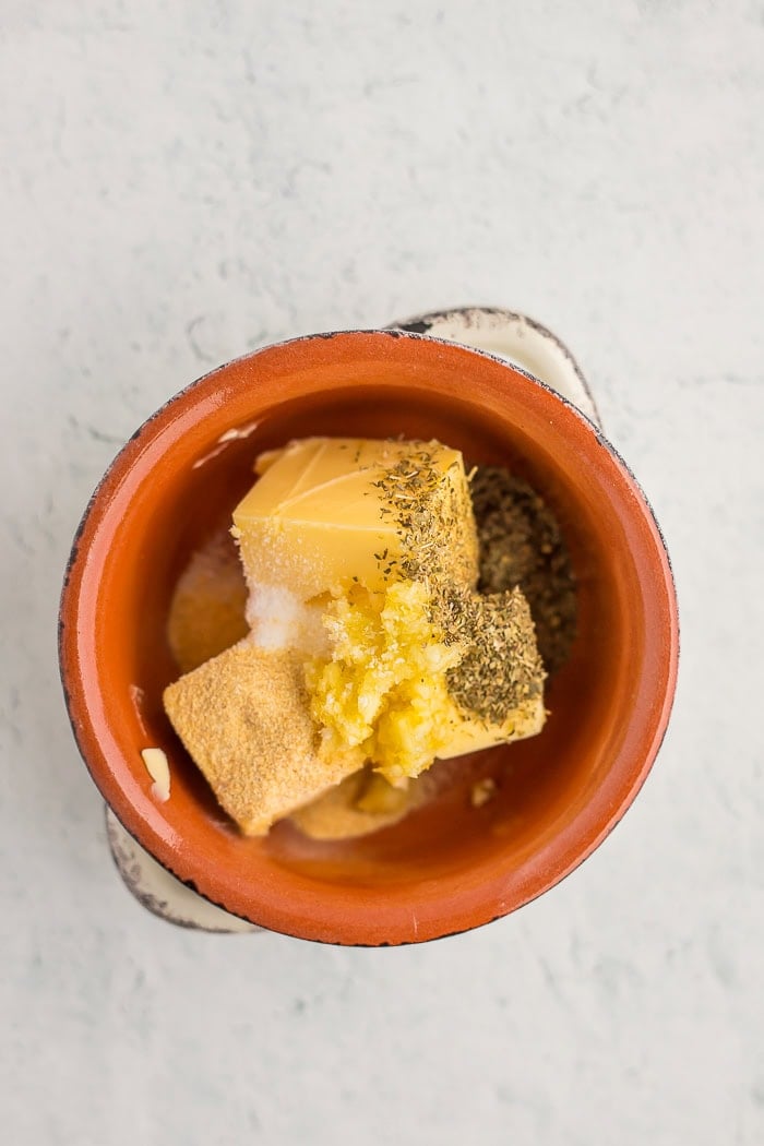 butter and other ingredients in a small bowl.
