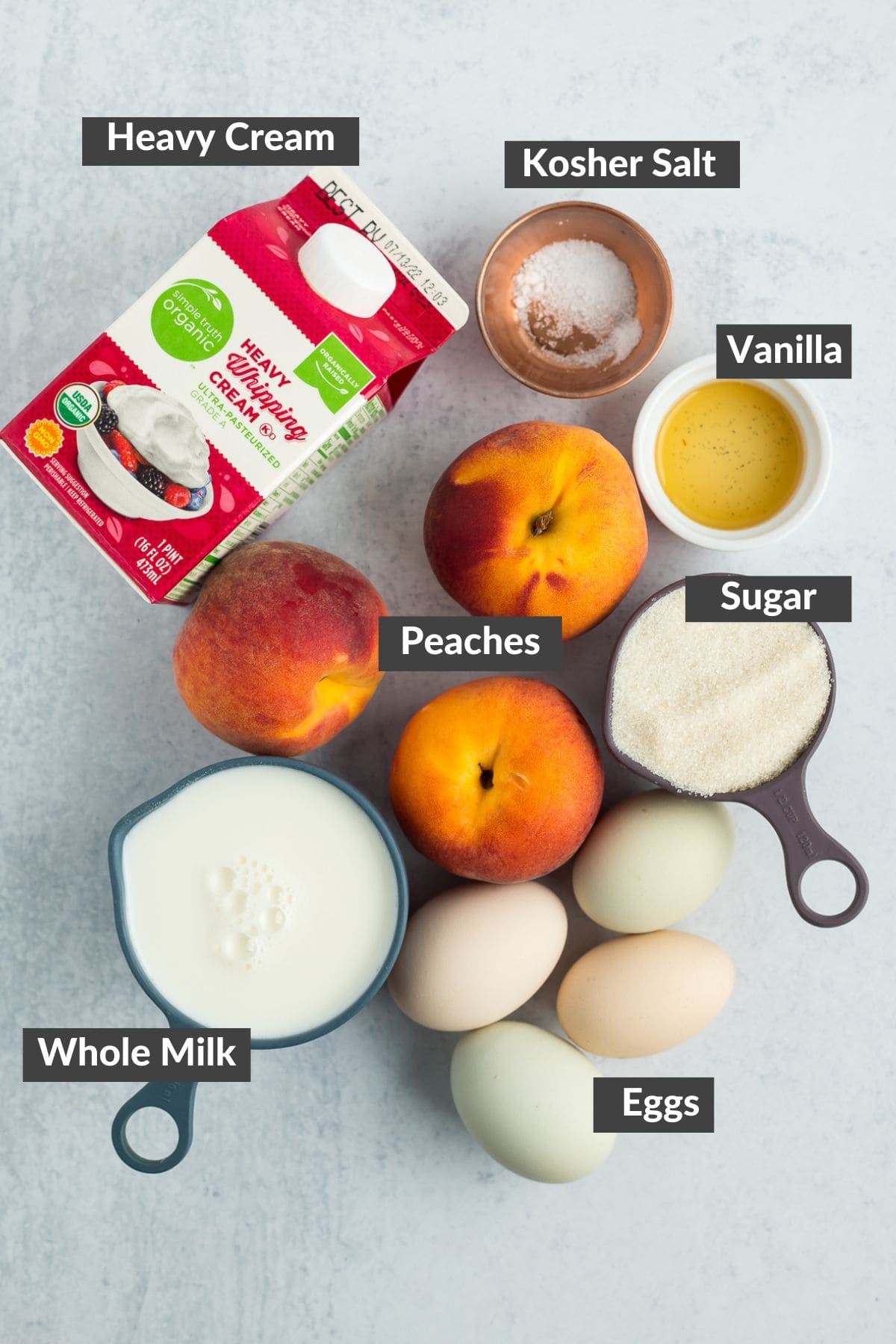 ingredients on a grey board.